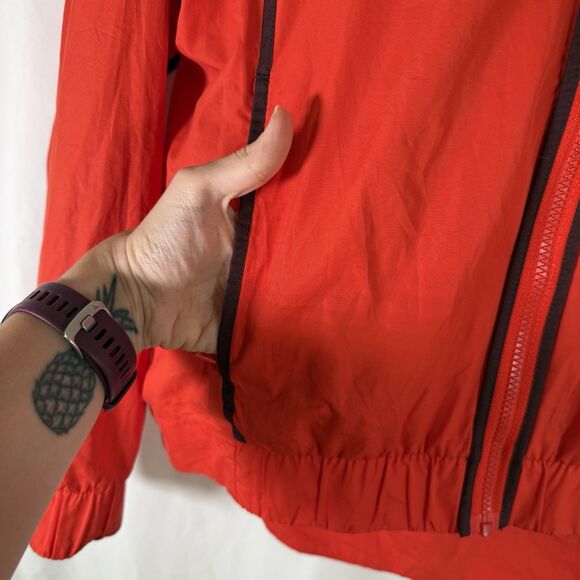 Nike Windbreaker Jacket Women's Medium Orange Two Ton Full Zip Hooded - Picture 4 of 13